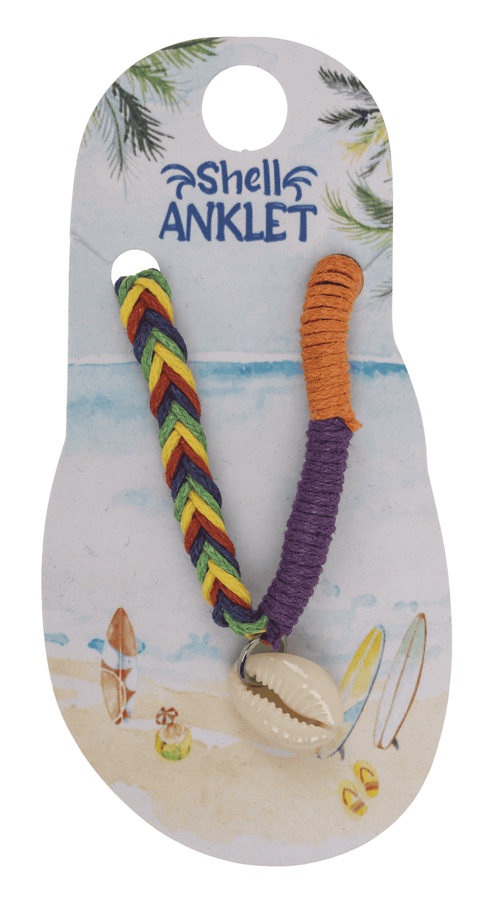 Anklet with shell decor, made of cotton,