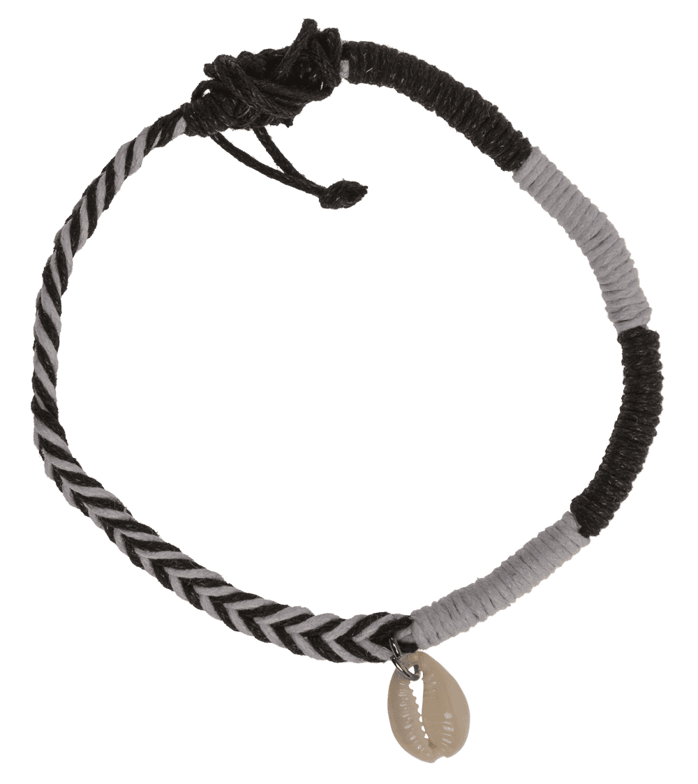 Anklet with shell decor, made of cotton,