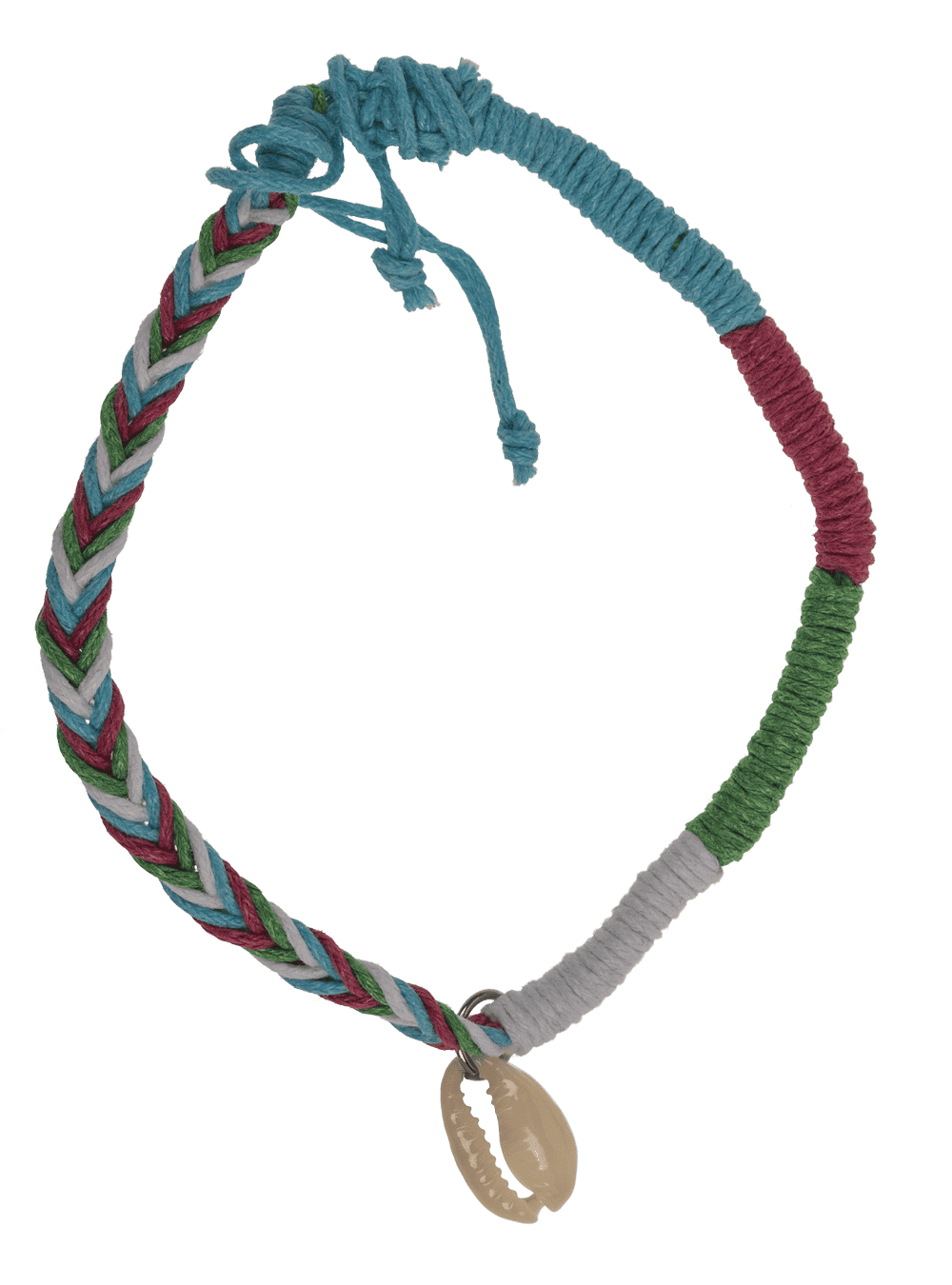 Anklet with shell decor, made of cotton,