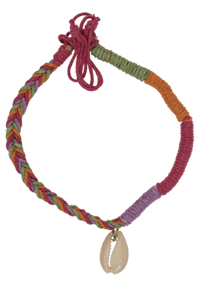 Anklet with shell decor, made of cotton,