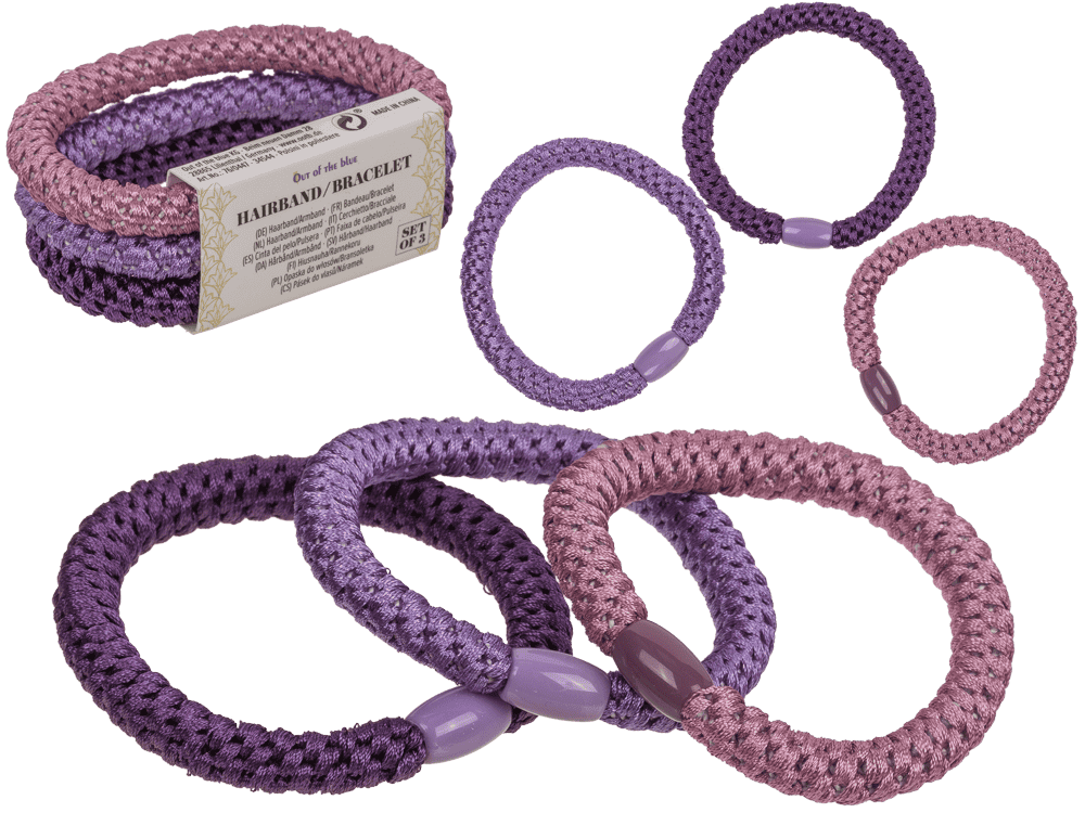 Textile hairband/bracelet, Purpls Shades,
