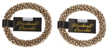 Textile hairband/bracelet with plastic beads,