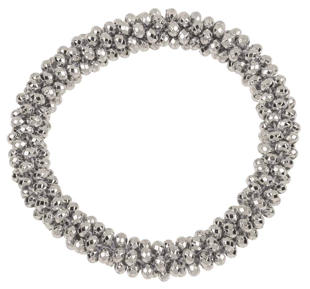 Textile hairband/bracelet with plastic beads,