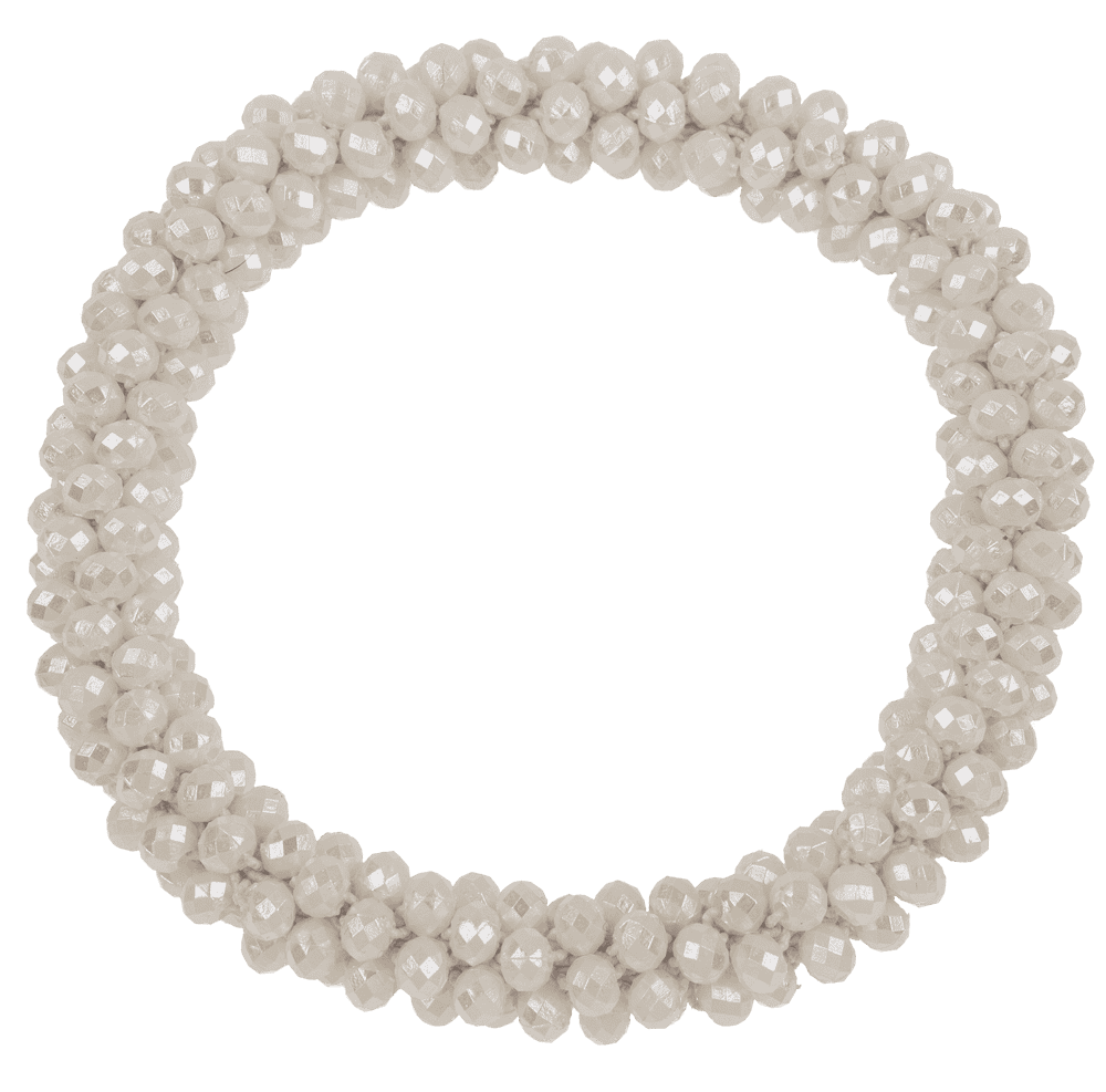 Textile hairband/bracelet with plastic beads,