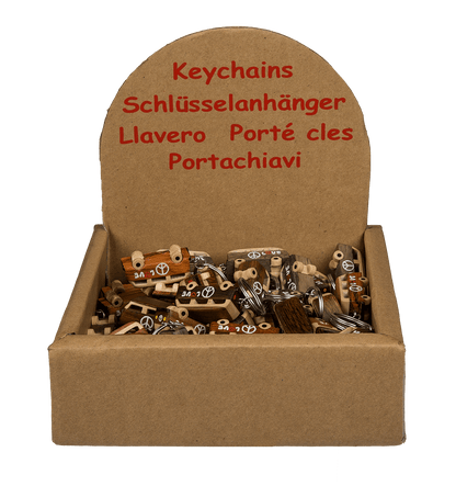 Metal keychain, Natural wood Hippie Van,