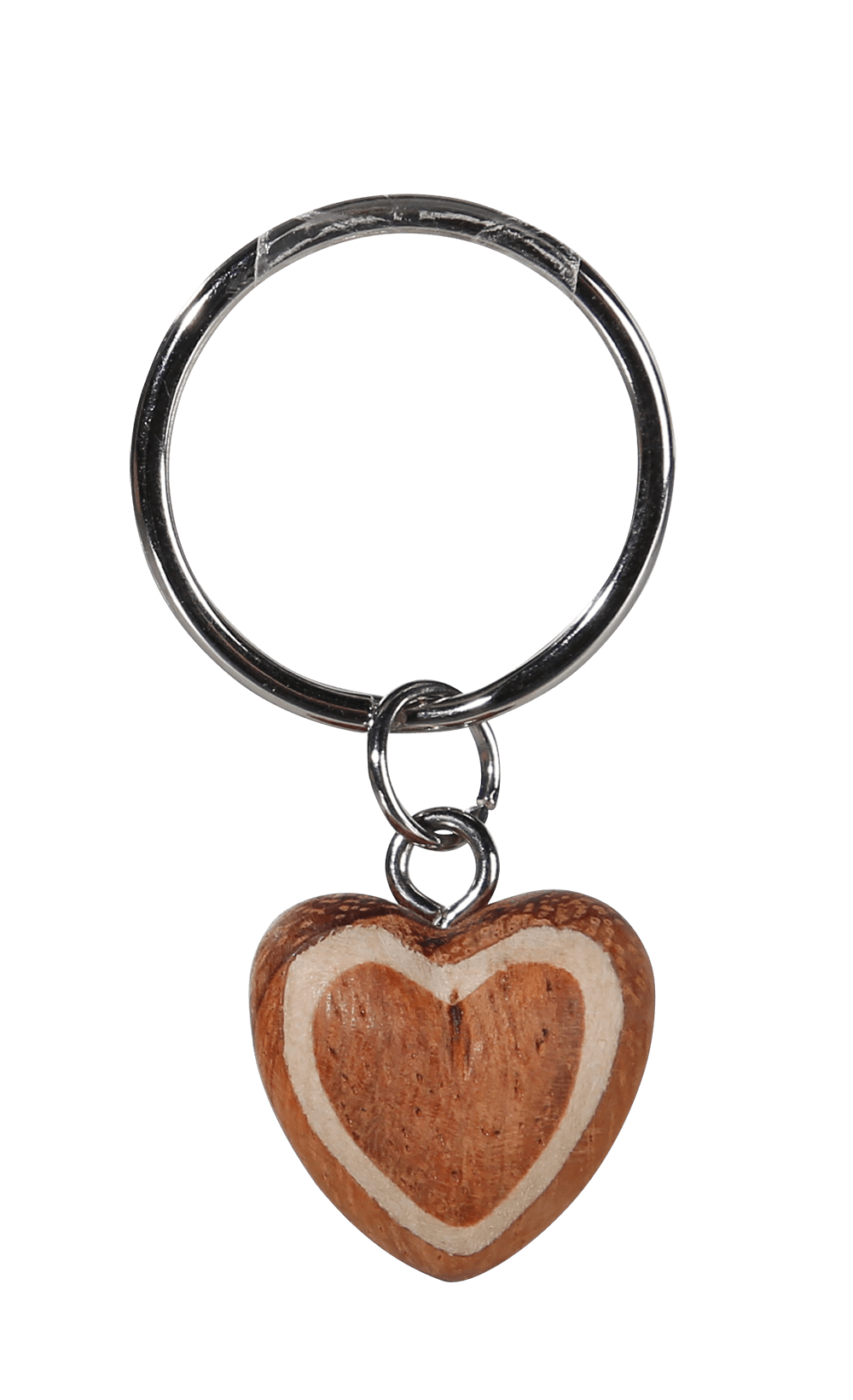 Metal keychain, Natural wood Mini Hearts,