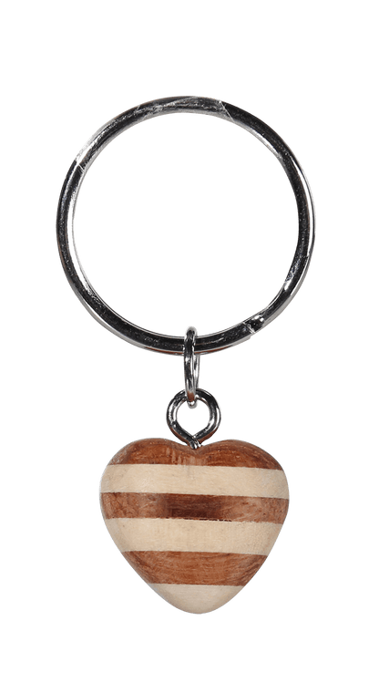 Metal keychain, Natural wood Mini Hearts,