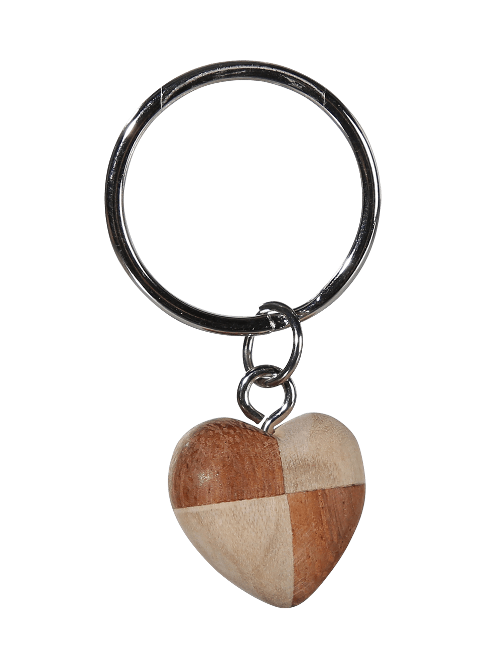 Metal keychain, Natural wood Mini Hearts,