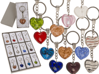 Keyring, glass heart,