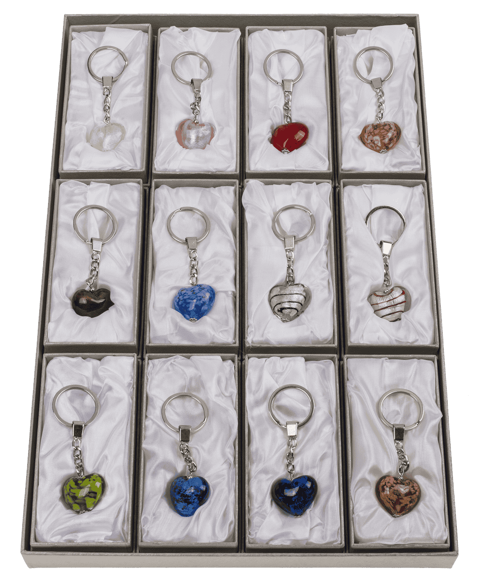 Keyring, glass heart,