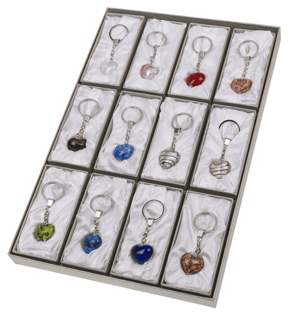 Keyring, glass heart,