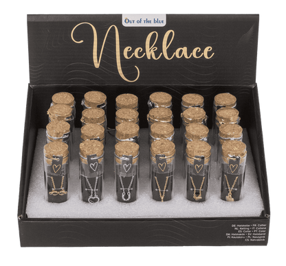 Necklace in glass bottle with corc lid,