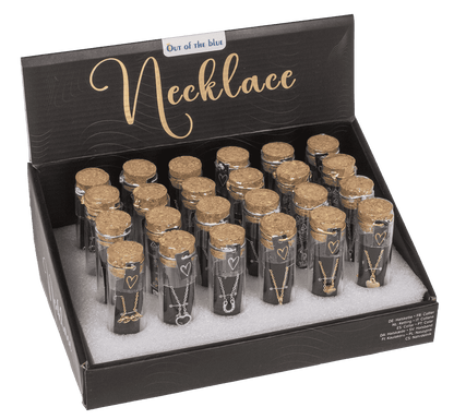 Necklace in glass bottle with corc lid,