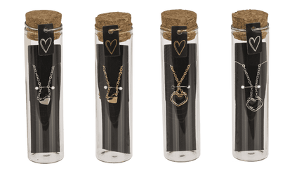 Necklace in glass bottle with corc lid,