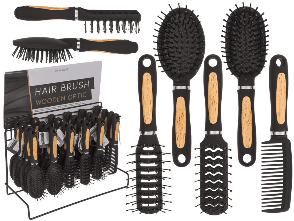 Hairbrush in wooden optic,