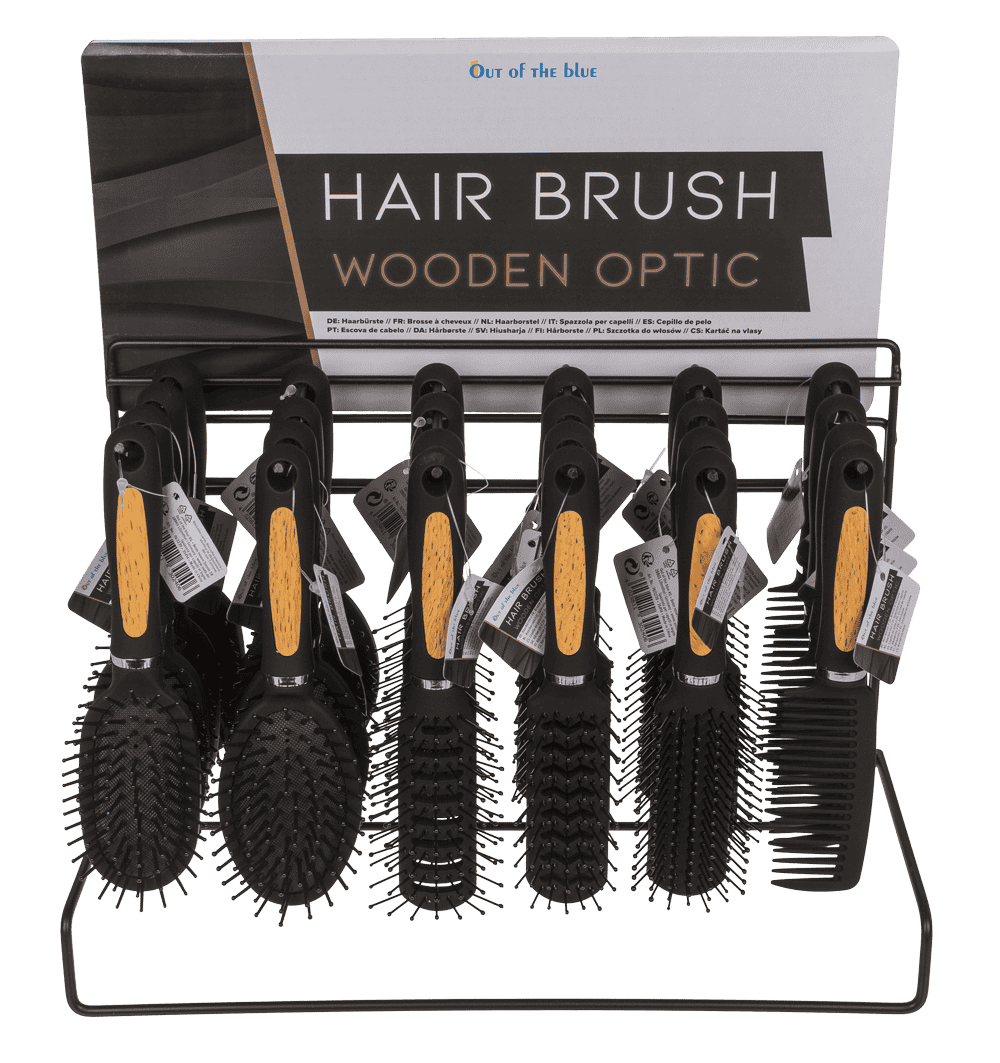 Hairbrush in wooden optic,