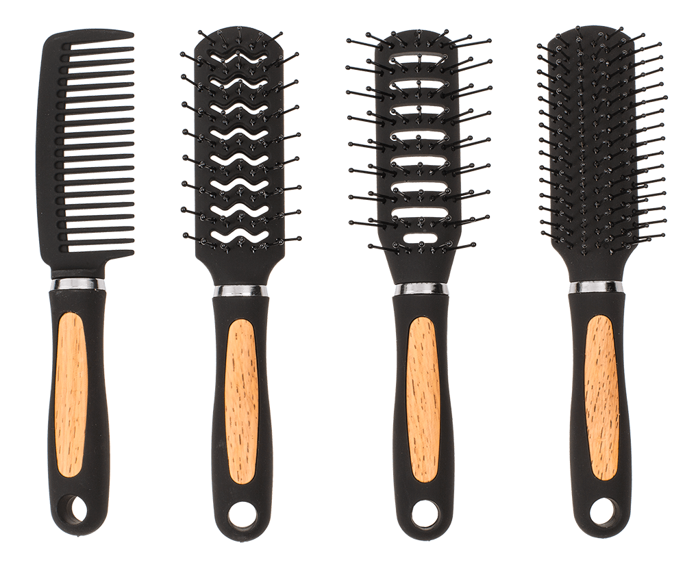 Hairbrush in wooden optic,