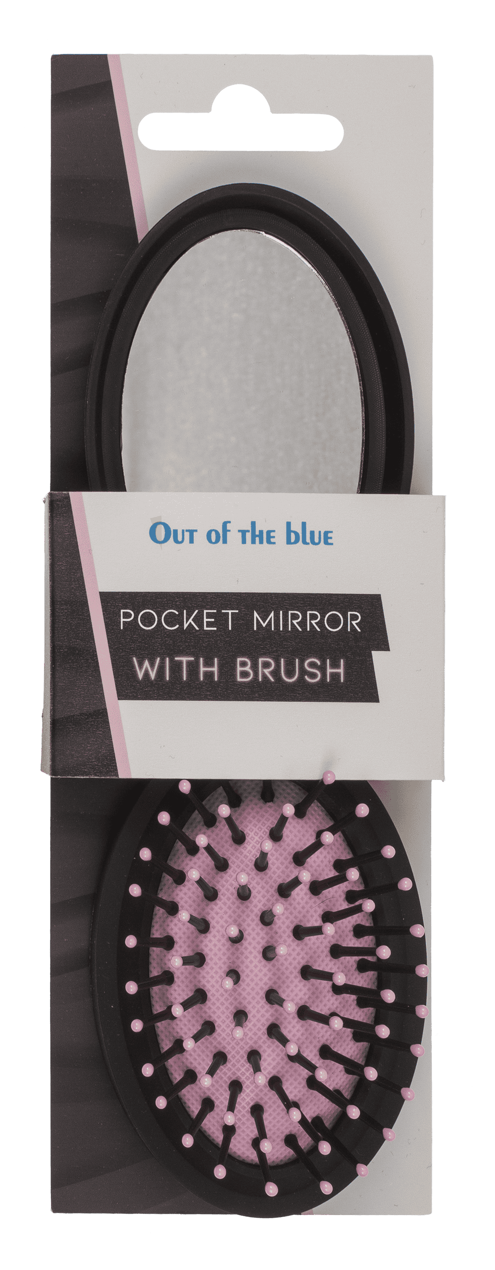 Folding pocket mirror with hair brush,