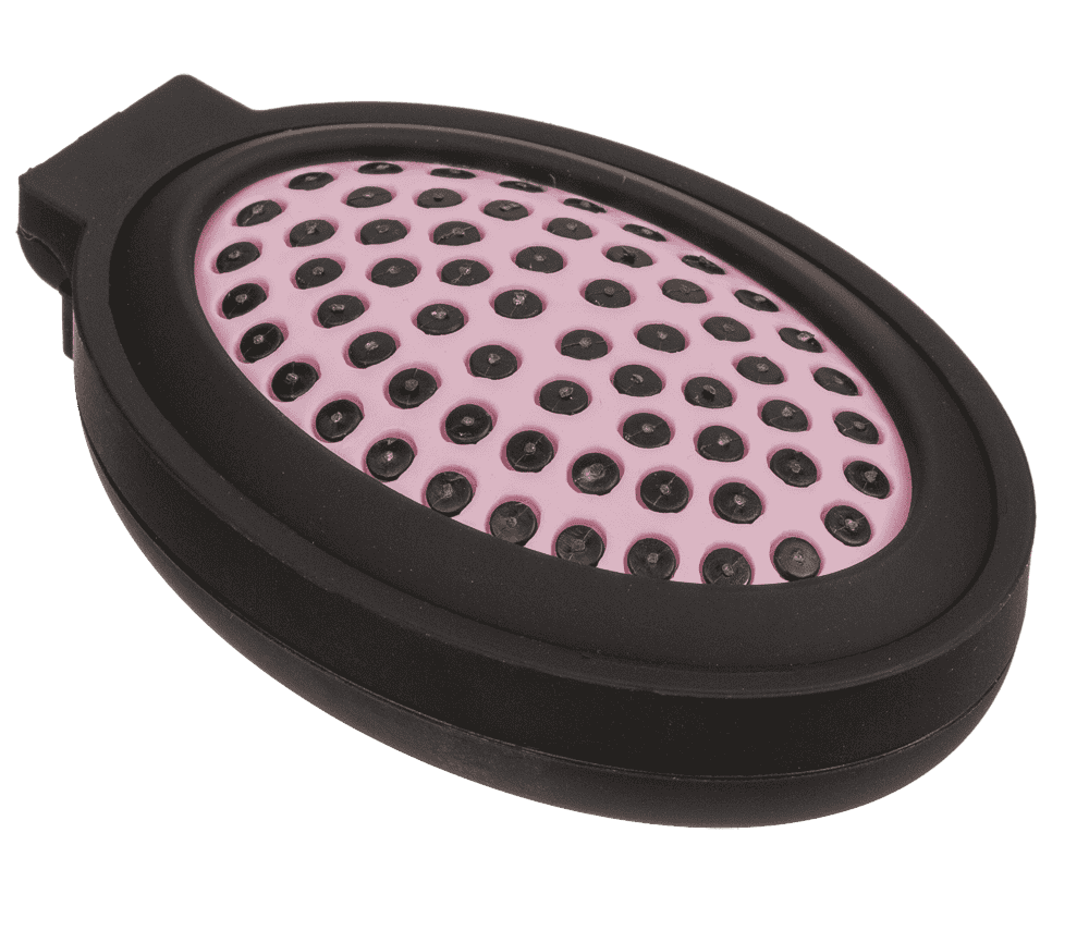 Folding pocket mirror with hair brush,