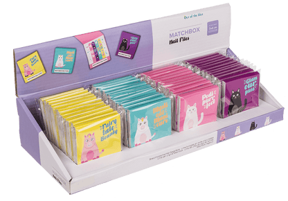 Matchbox nail files, ca. 5,5 x 5,8 cm,