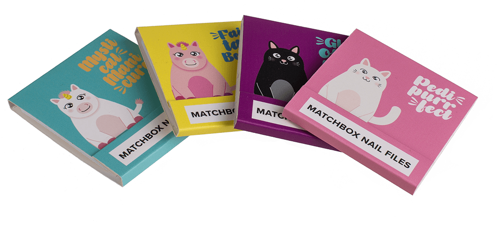 Matchbox nail files, ca. 5,5 x 5,8 cm,