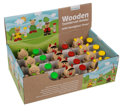 Wooden Toothbrush Holder, Animals with Hourglass,