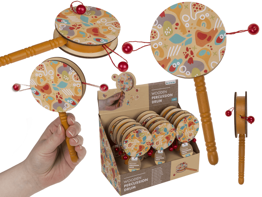 Wooden Percussion Drum, 16 x 7,5 cm,