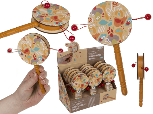 Wooden Percussion Drum, 16 x 7,5 cm,