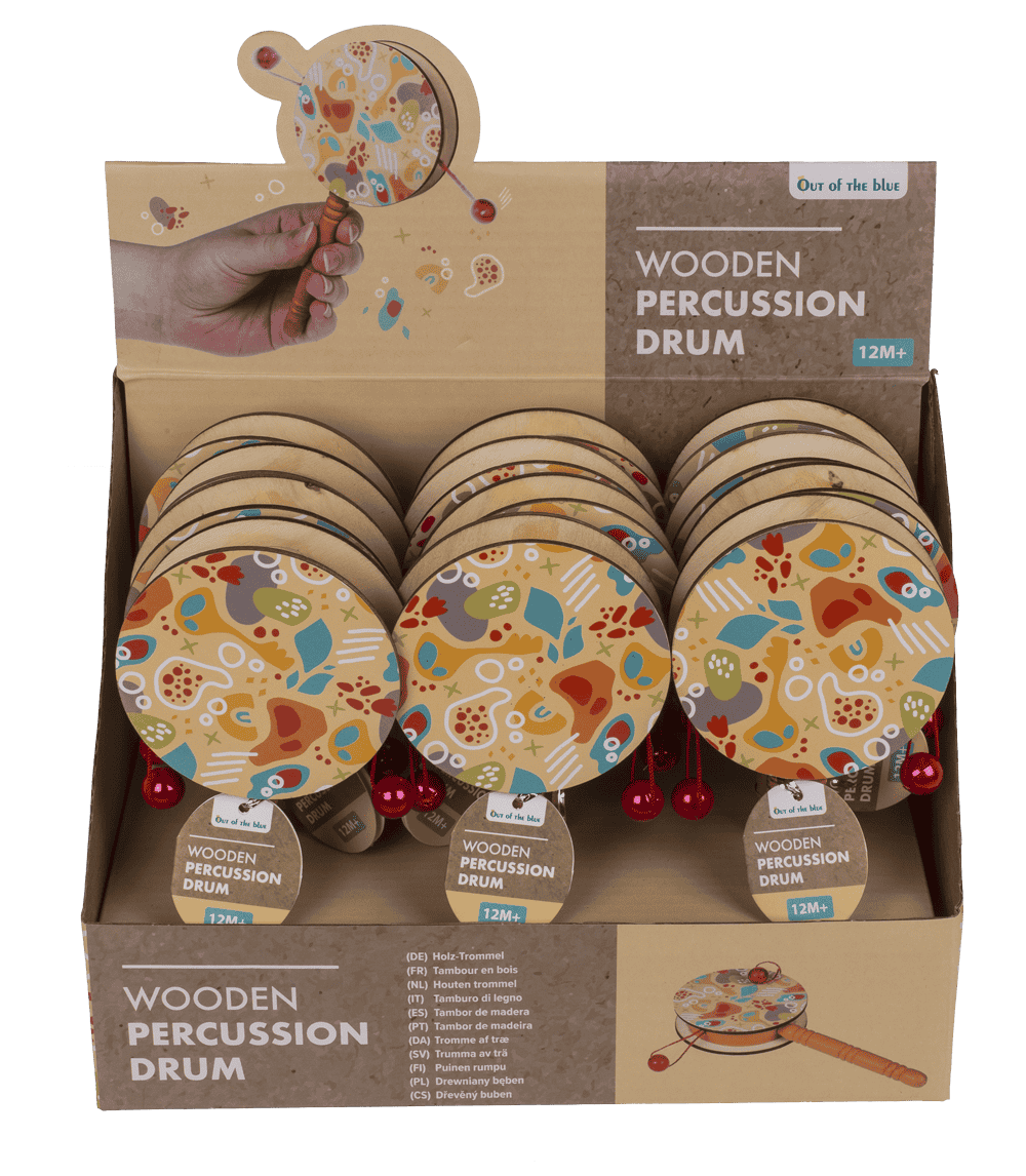 Wooden Percussion Drum, 16 x 7,5 cm,