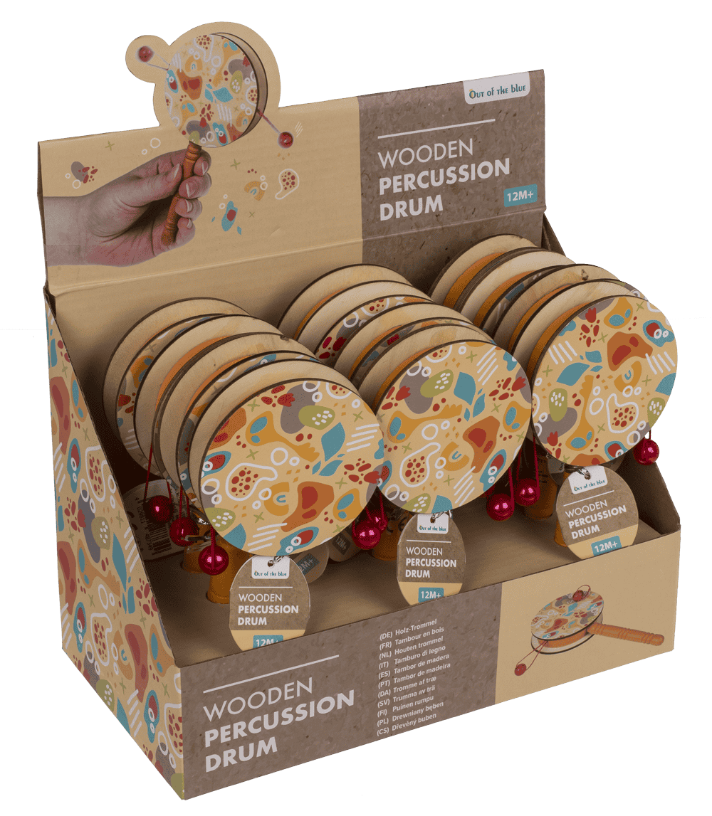 Wooden Percussion Drum, 16 x 7,5 cm,