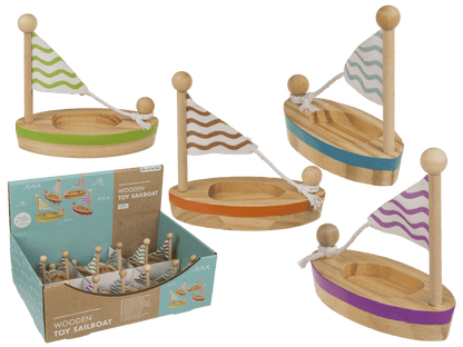 Wooden Toy Sailboat, 11,5 x 5,5 cm