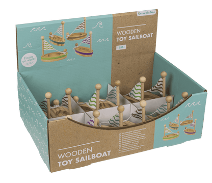 Wooden Toy Sailboat, 11,5 x 5,5 cm