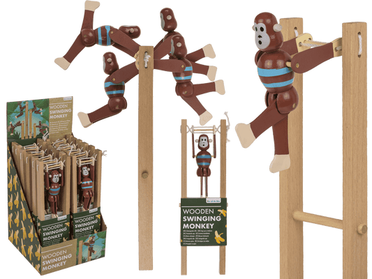 Wooden Swinging Monkey, 7x2,2x23 cm,