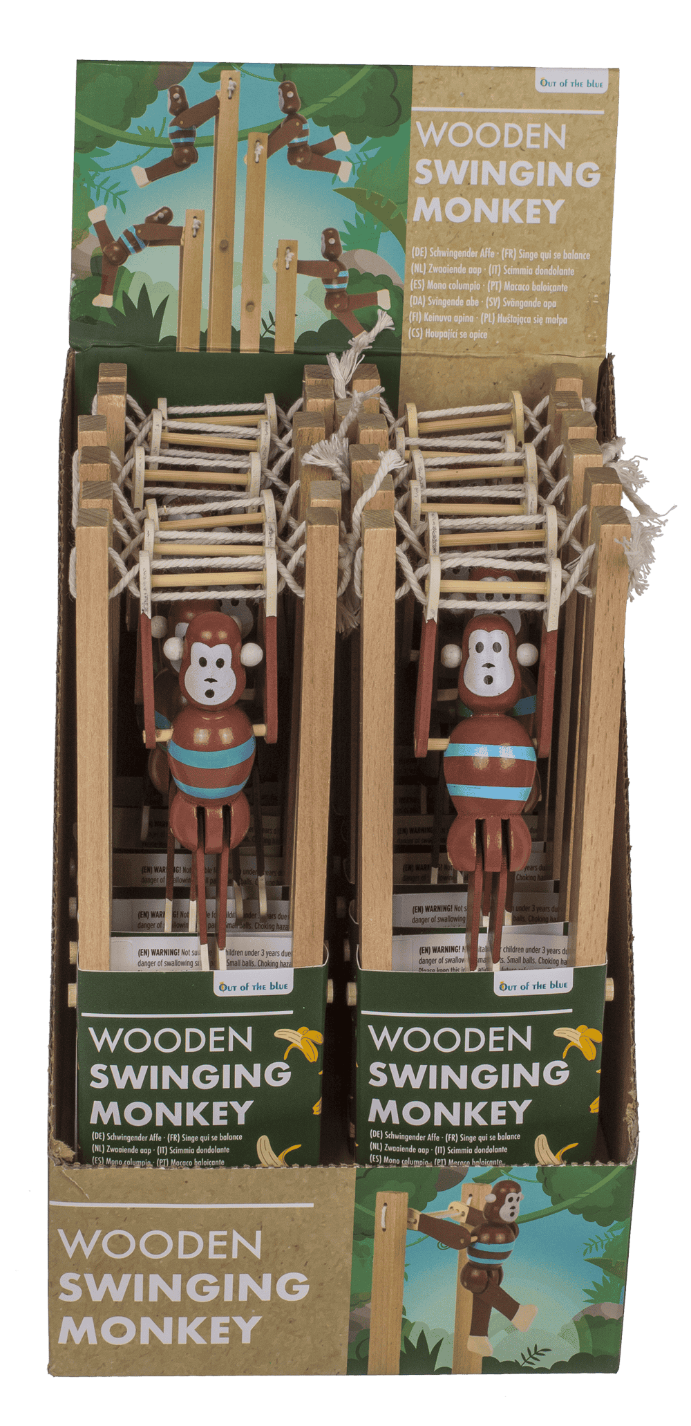 Wooden Swinging Monkey, 7x2,2x23 cm,