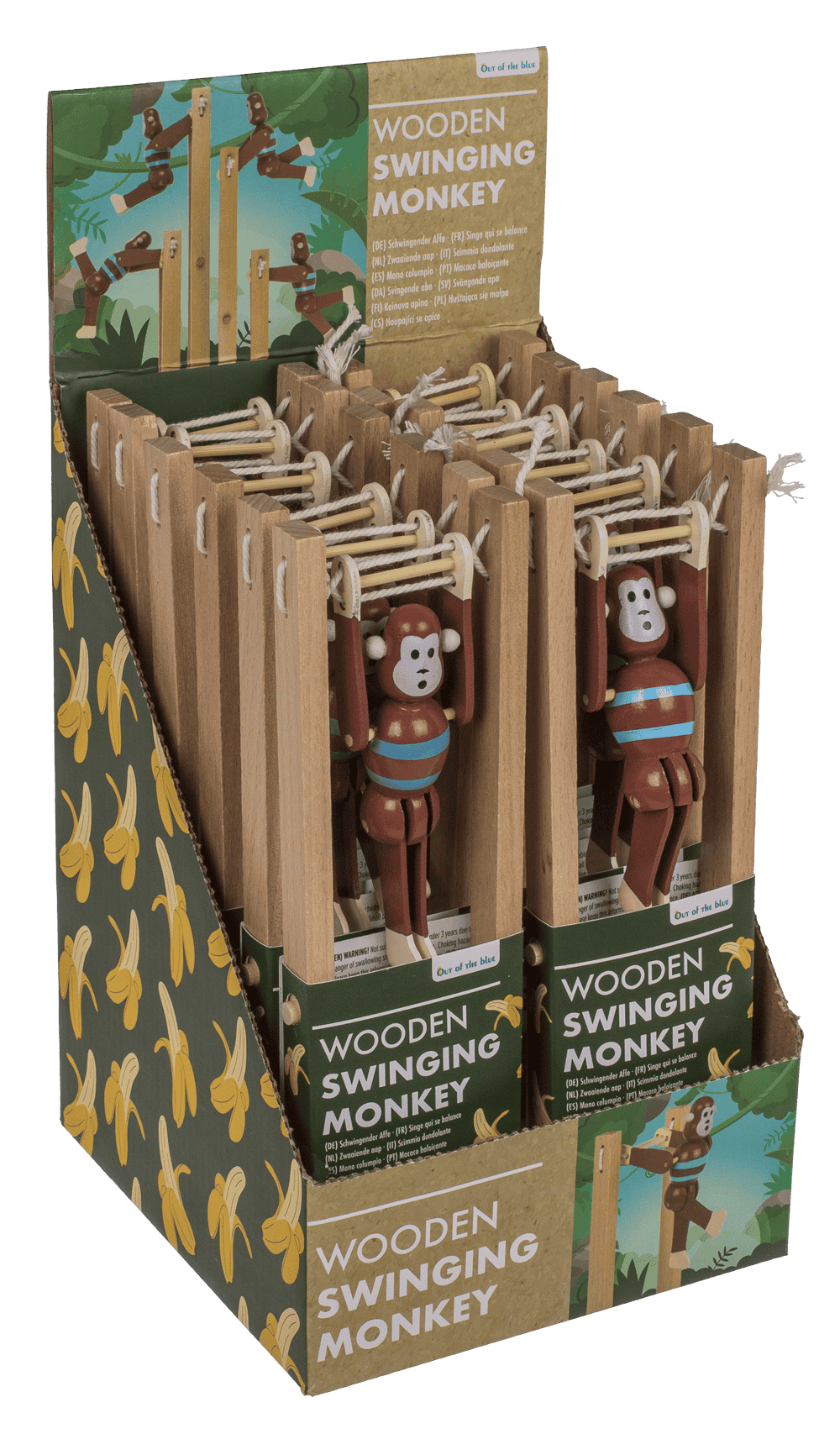 Wooden Swinging Monkey, 7x2,2x23 cm,