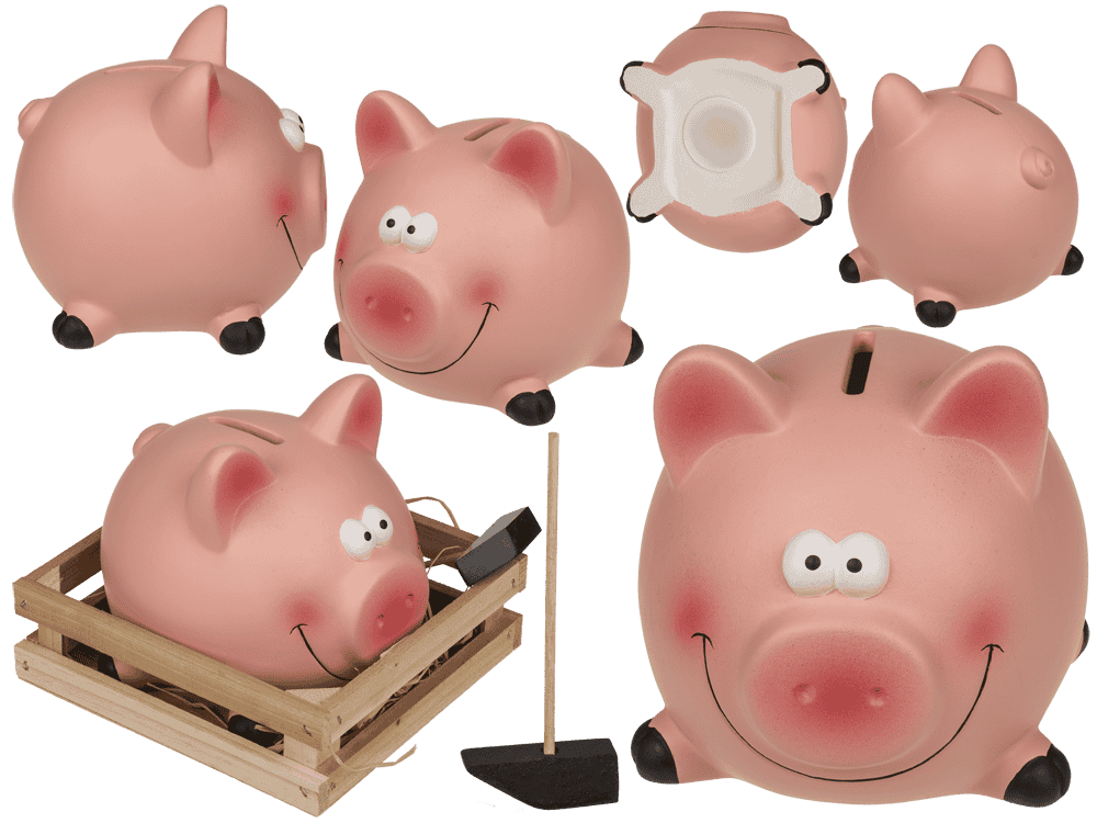 Savings bank, Pig with hammer,
