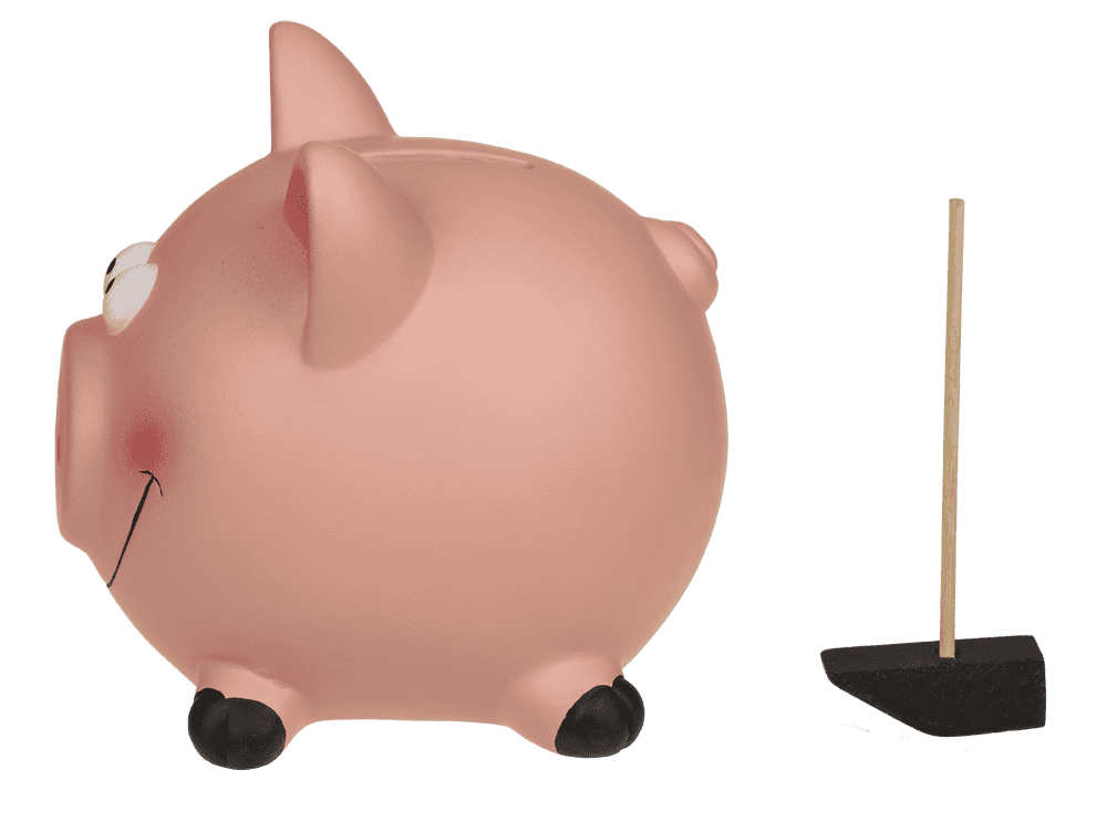 Savings bank, Pig with hammer,