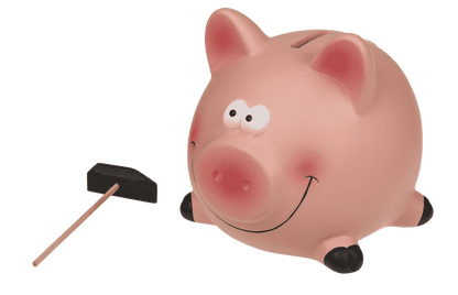 Savings bank, Pig with hammer,
