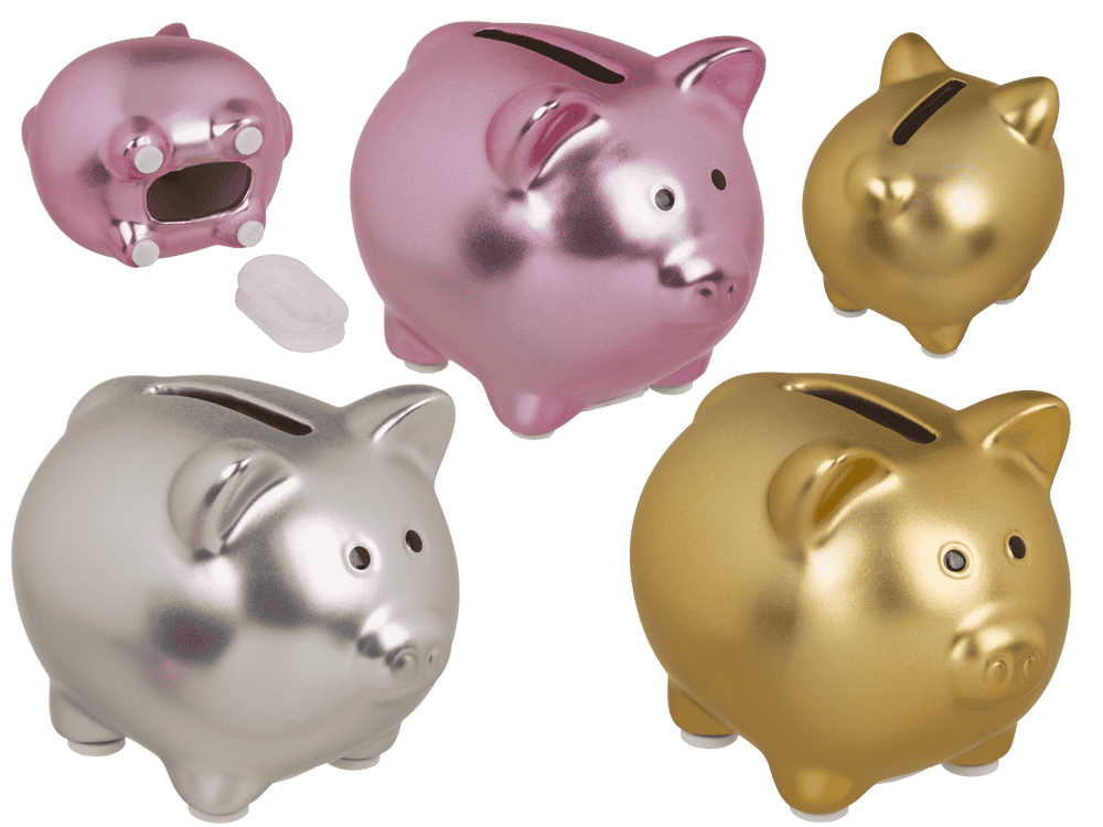 Money box, Shiny piggy, 3 colours ass.,