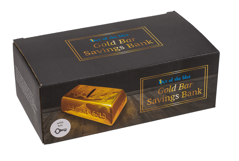 Savings Box with lock, Gold Bar,