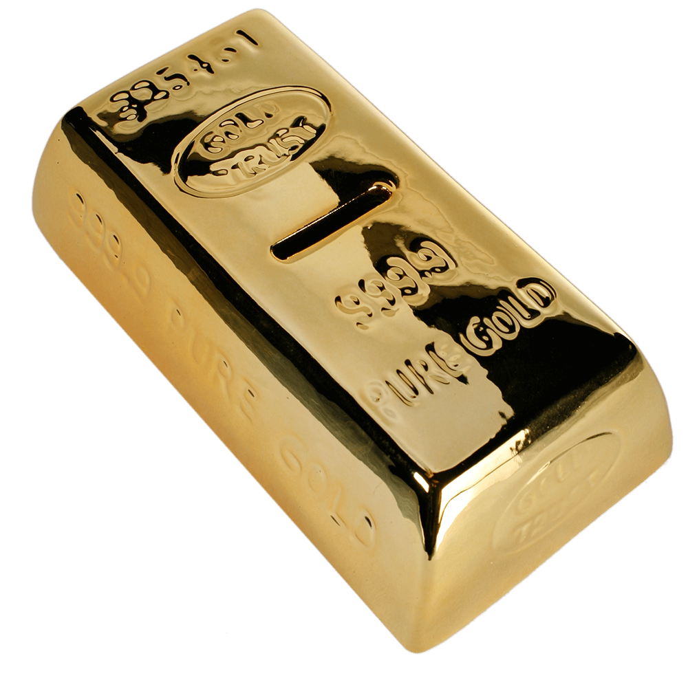 Savings Box with lock, Gold Bar,