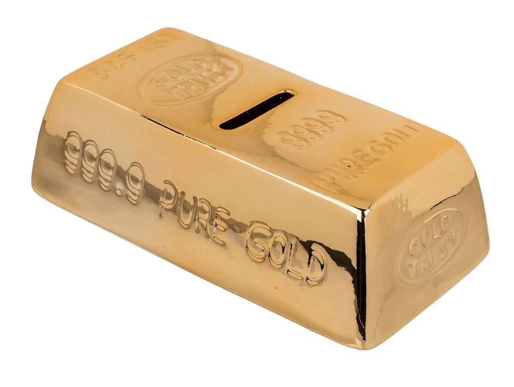 Savings Box with lock, Gold Bar,