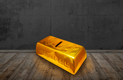 Savings Box with lock, Gold Bar,