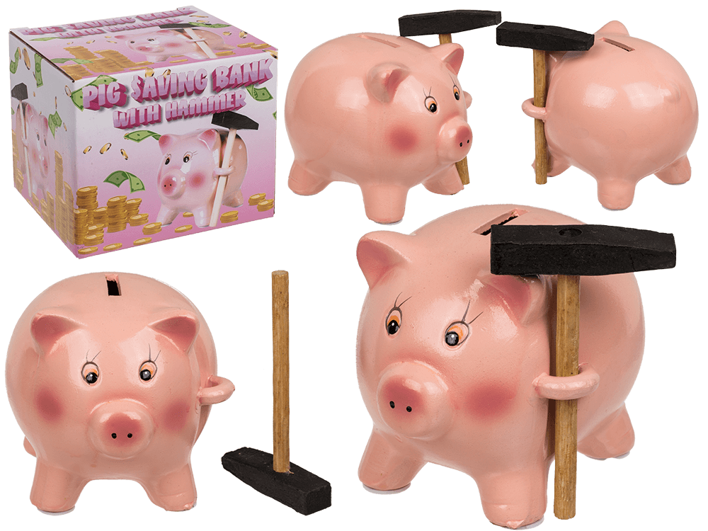 Savings box, Pig with Hammer,
