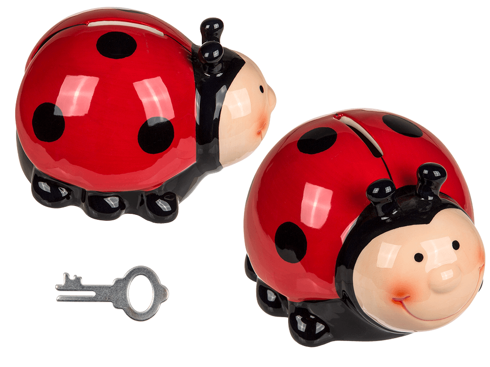 Savings box with lock, Ladybird,
