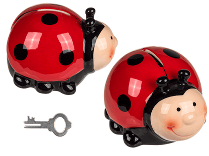 Savings box with lock, Ladybird,