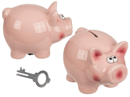 Savings box with lock, Pig,
