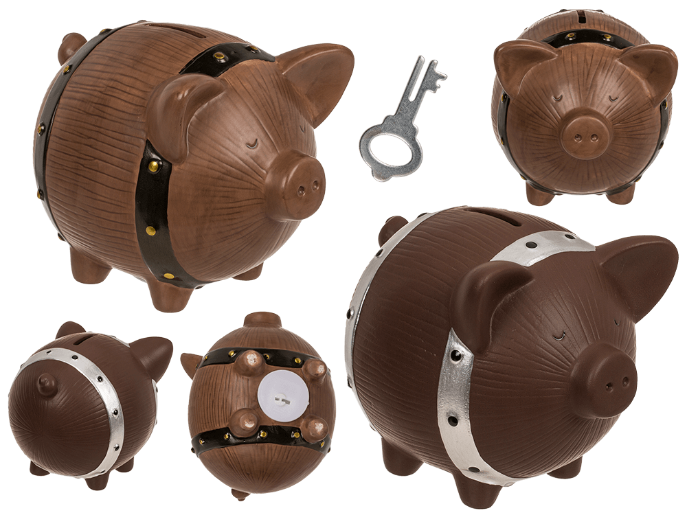 Saving bank, barrel pig, 16 x 12,5 x 13 cm,