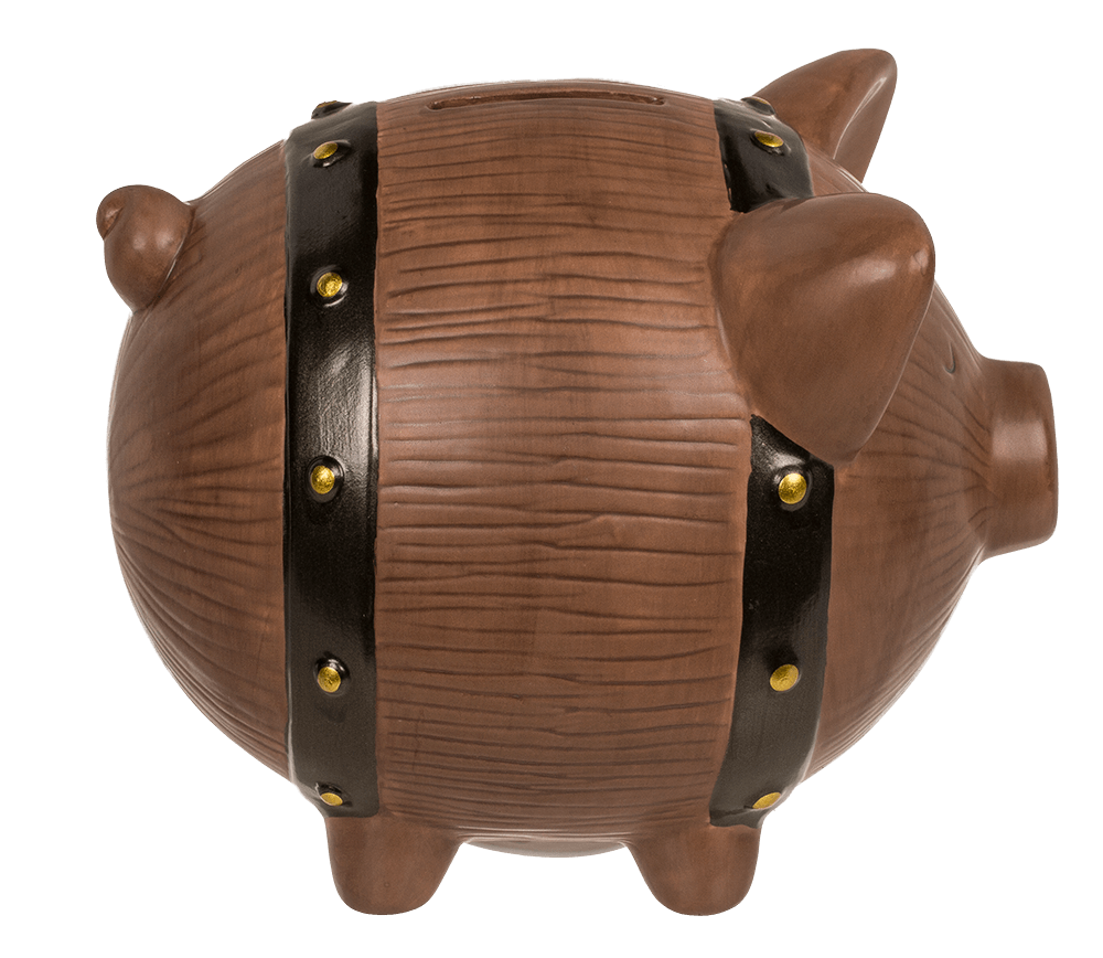 Saving bank, barrel pig, 16 x 12,5 x 13 cm,