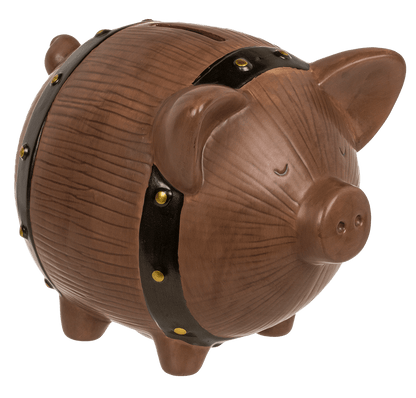 Saving bank, barrel pig, 16 x 12,5 x 13 cm,